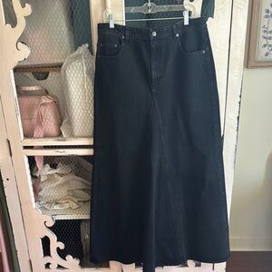 Tibi black denim godet maxi skirt, size 30, NWT. $100